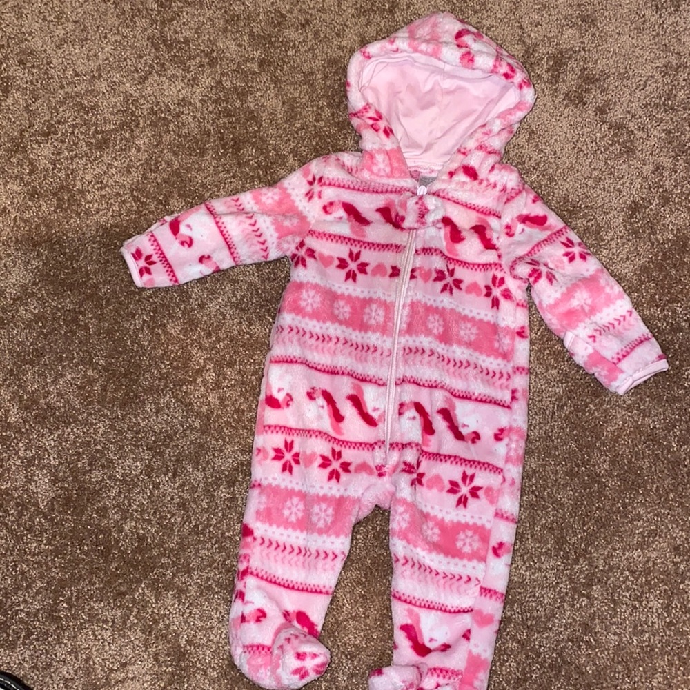 Pink fleece Snowsuit for baby